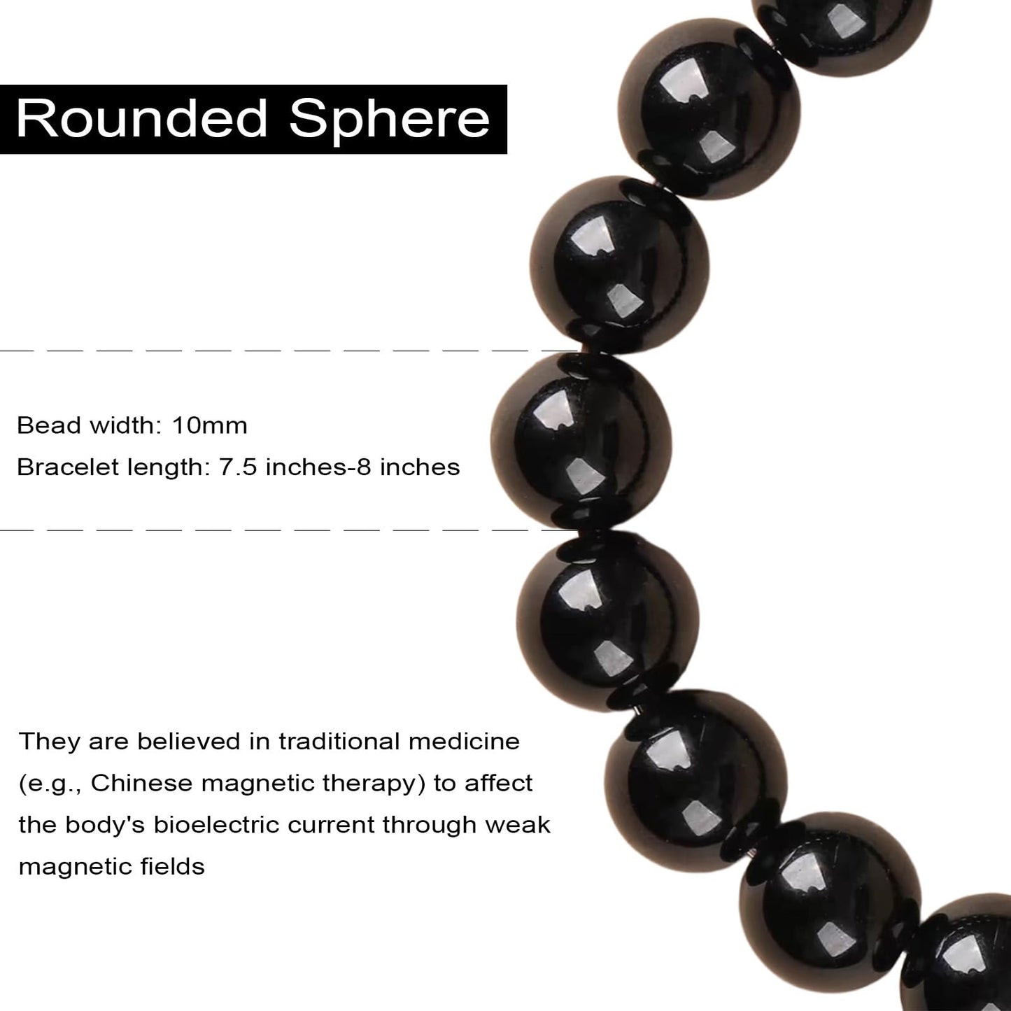 38 Magnetic Therapy Hematite beaded Bracelet For Women And Men Power Gemstone Crystal Unisex Macrame (Hematite, 10, millimeters)