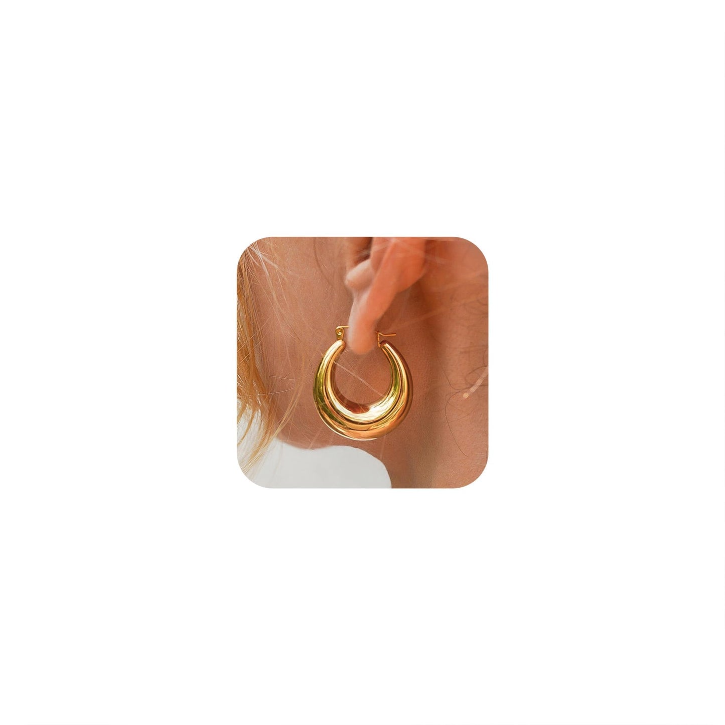 Necocy Small Chunky Hoop Earrings for Women Waterproof, Dainty 14k Gold Plated Hypoallergenic Non Tarnish Thick Hoop Earrings for Sensitive Ears Trendy Chunky Jewelry