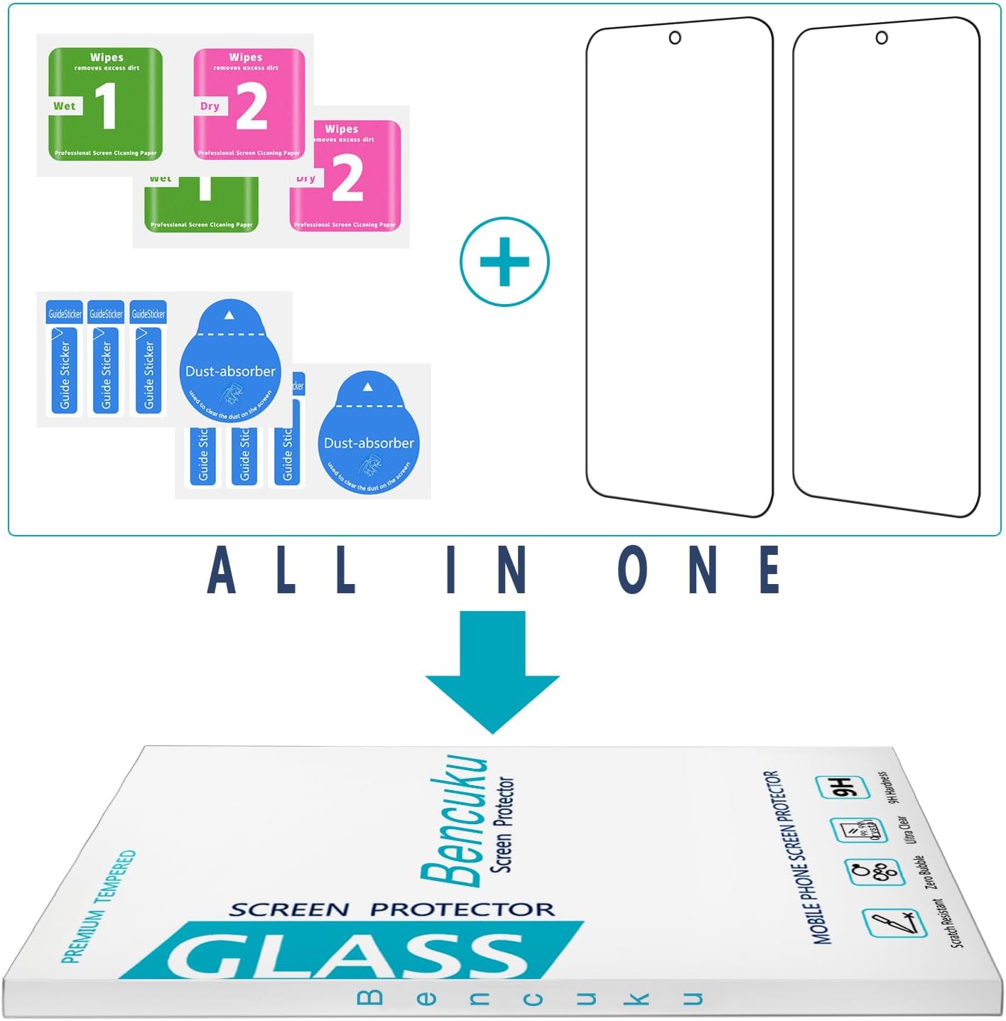(2 Pack) S24 Screen Protector Designed for Samsung Galaxy FE Tempered Glass, Support Fingerprint Unlock, Anti Scratch