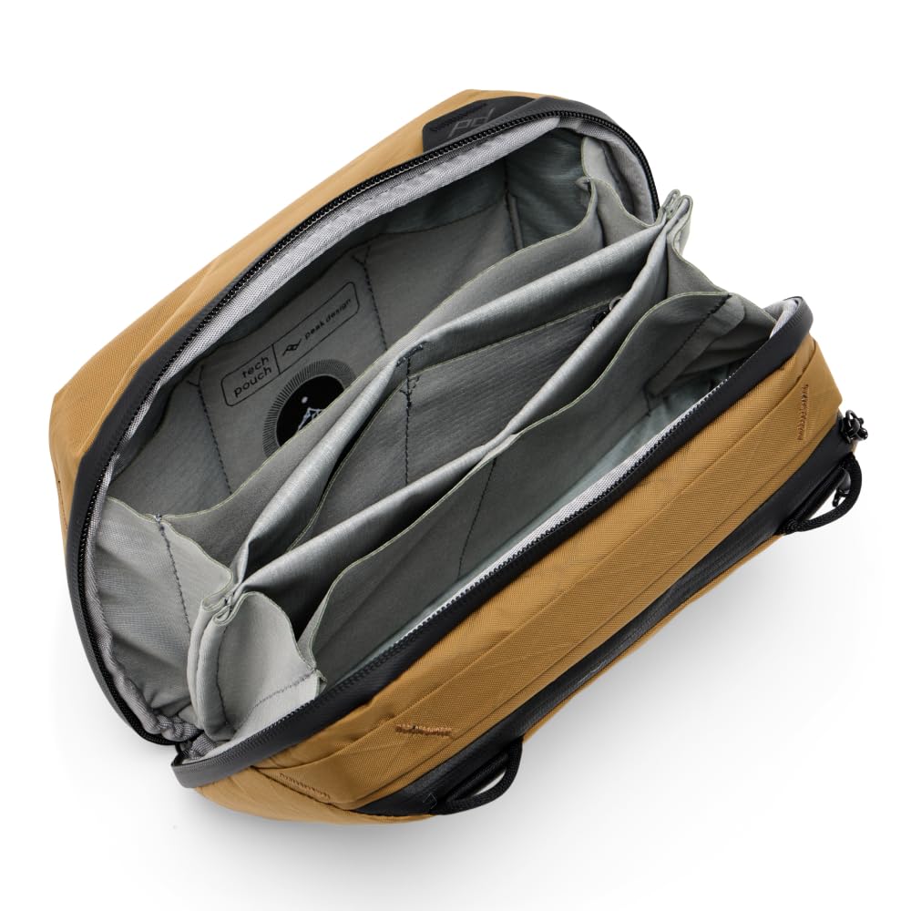 Peak Design Tech Pouch, Coyote, Electronics Organizer for Travel or Everyday Carry, Origami-Style Storage, Cable Pass-Through, Weatherproof, Gear Carry Bag for Men and Women