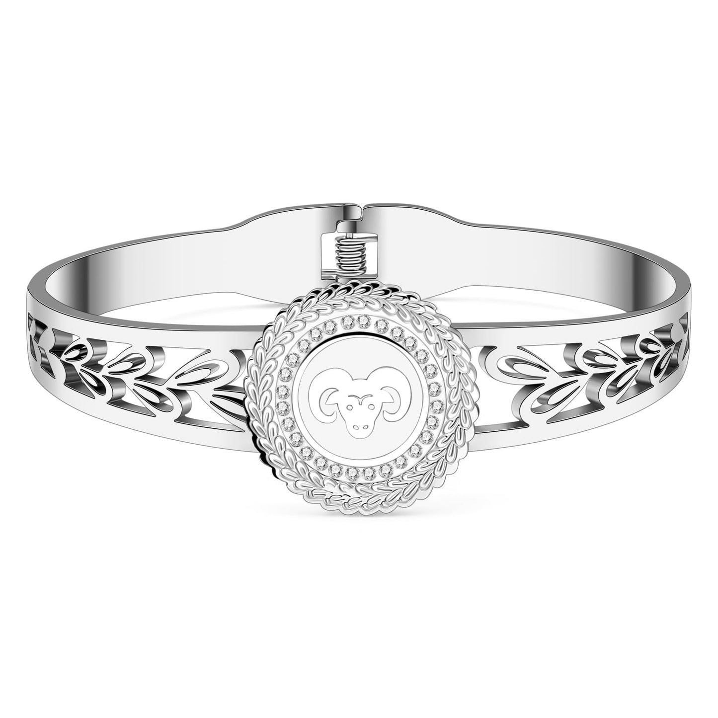 YAYAKO Stainless Steel Constellation Bracelets Bangle Zodiac Gifts for Women Birthday Gifts (Aries)