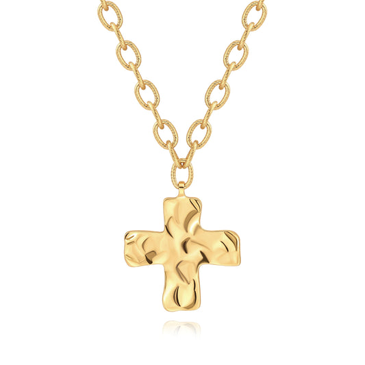 CANEVINKA 18k Gold Plated Cross Necklace for Women, Adjustable Dainty Minimalist Religious Pendant, Vintage Chunky Gold Chain Jewelry Gift