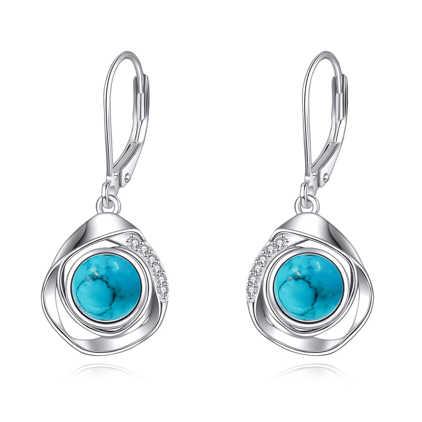 925 Sterling Silver Turquoise Leverback Earrings Dangle Drop Jewelry Gifts for Women (Turquoise)