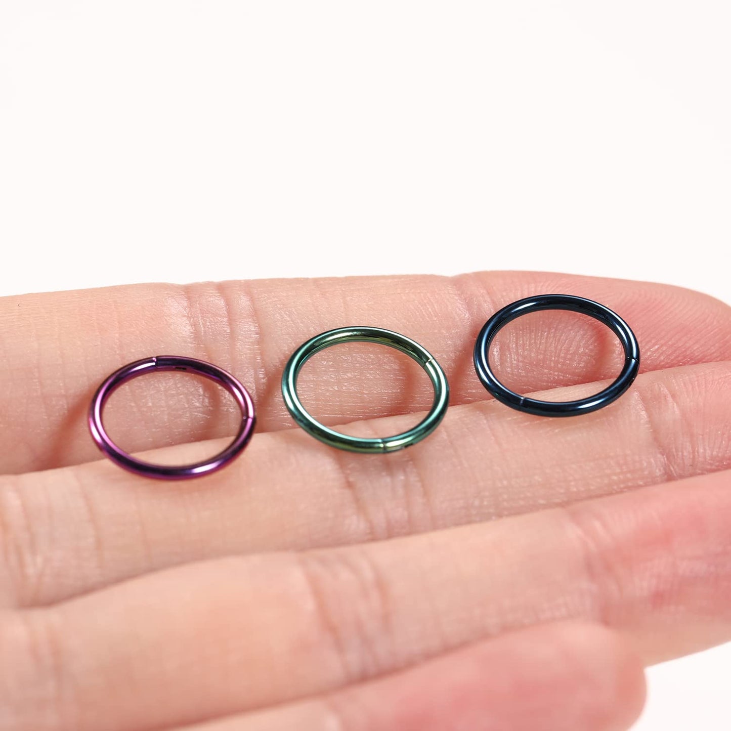 16g Nose Ring Hoop Earrings Green Nose Hoops 16 Gauge Lip Rings Septum Hoop Seamless Septum Clicker 8mm Septum Ring Cartilage Earring Helix Earring Rook Earrings Nose Rings Surgical Steel
