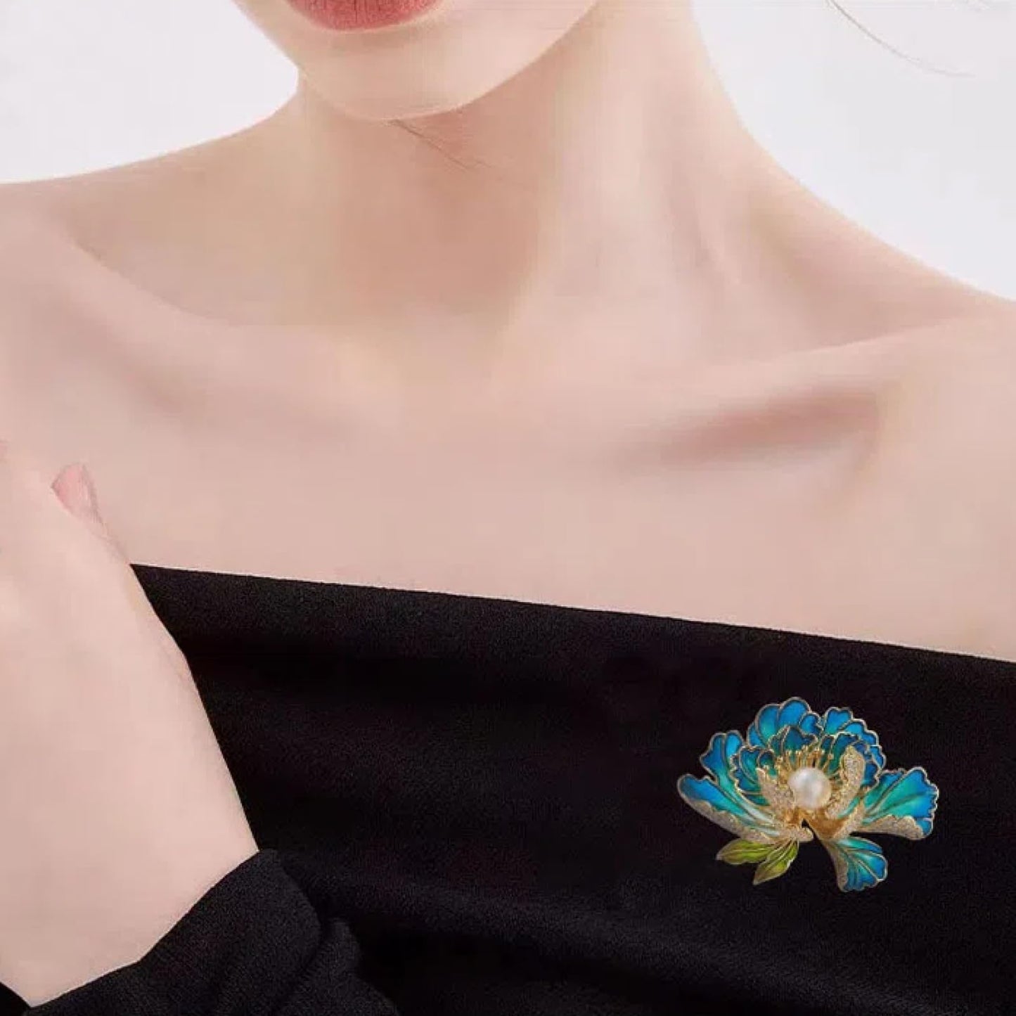 Fashion Brooches For Women, Peony Flower Brooch Pins, Suitable For Party And Daily Wear On Many Occasions,Blue