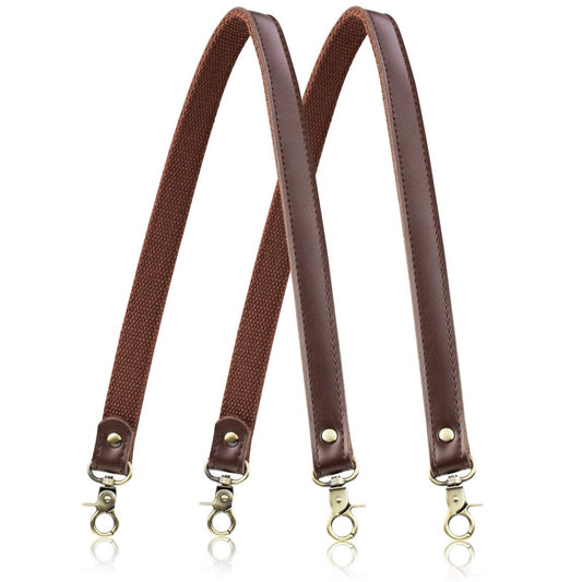 Allzedream Genuine Leather Purse Strap Sewing Canvas Replacement Handbag Shoulder Bag 2 Pcs (Coffee)