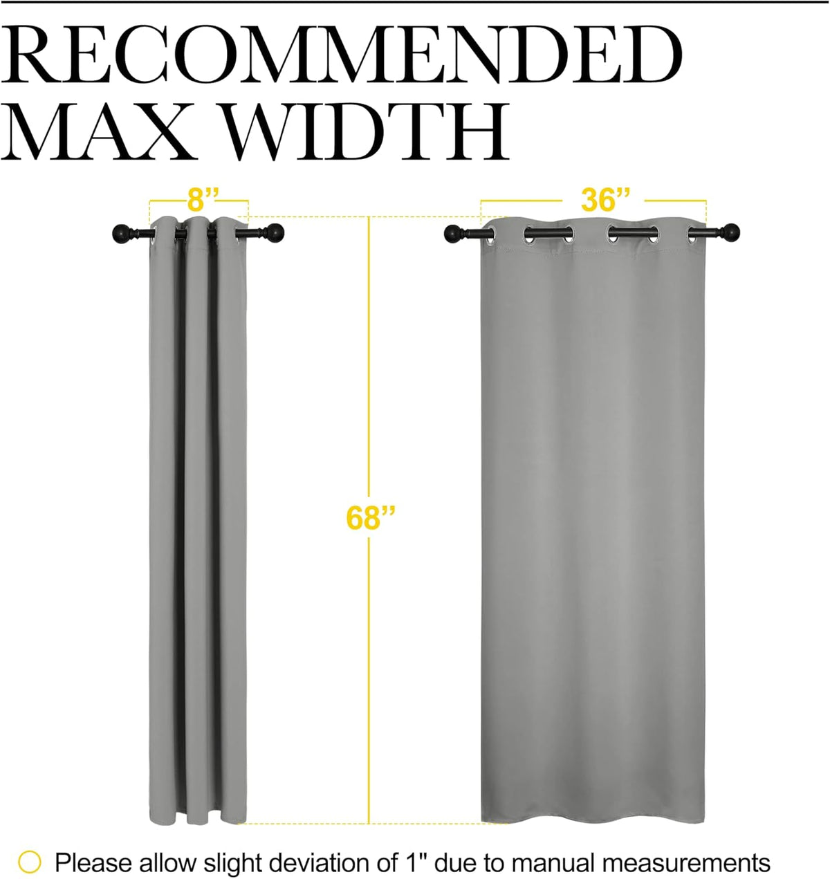 NICETOWN Thermal Insulated Blackout Curtains - Kids' Window Drapes for Nursery | Silver Grey, 2 Panels (W42 x L68-Inch)