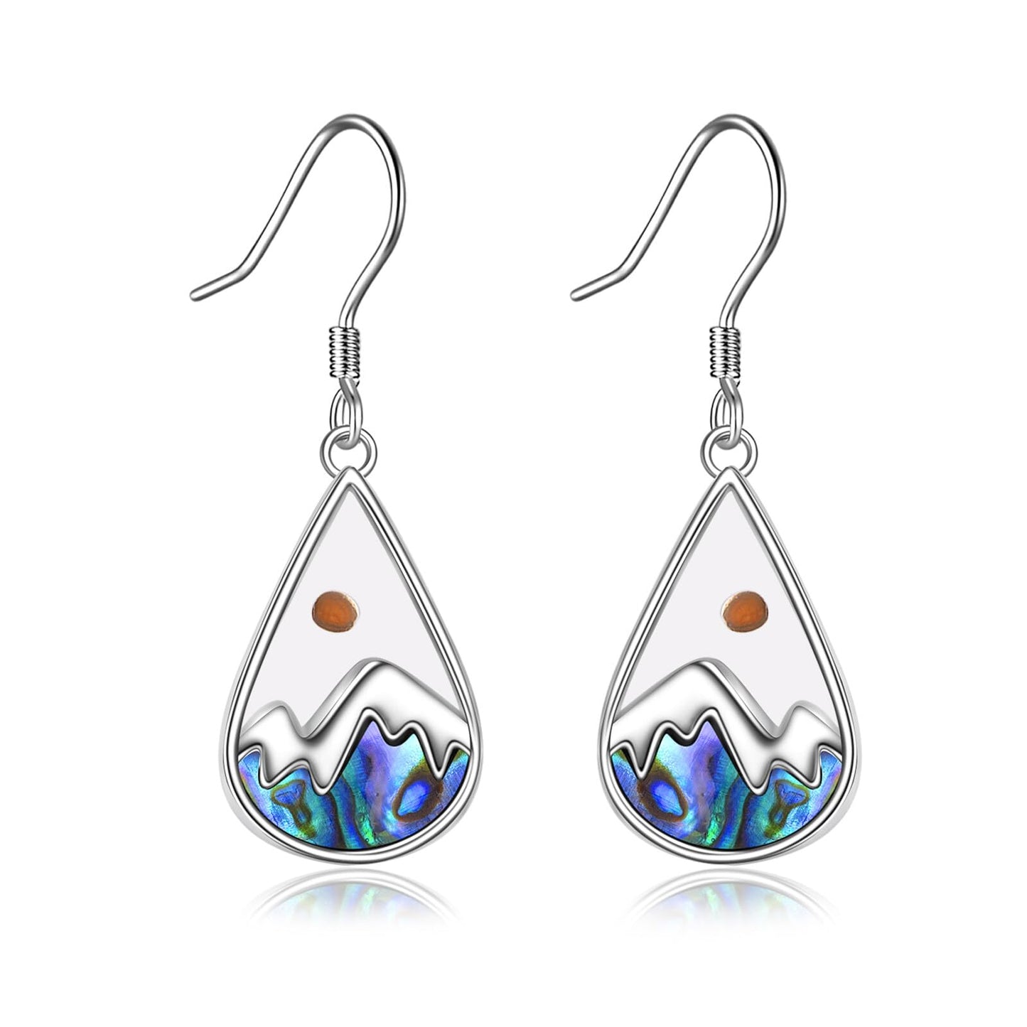 AOBOCO Mustard Seed Earrings 925 Sterling Silver Teardrop Dangle Earrings Christain Faith Mustard Jewelry Gifts for Women Mom Friends (Teardrop Mountain Earrings)