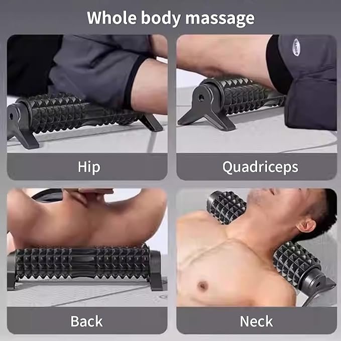 RUNWE Foam Roller with Stand - Roller Foam for Back Pain, 21 inch Trigger Point Deep Tissue Massage, Medium Density Grid Bracket Foam Rollers, Myofascial Release, Relieves Leg Muscle Pain