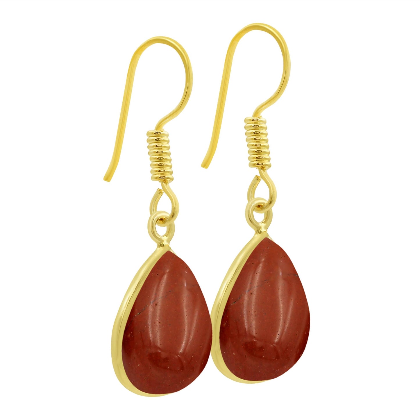 Natural Red Jasper 14K Yellow Gold Plated Dangle Earrings for Women - Red Gemstone Vintage Style Handmade Jewelry Statement Earrings - Gift for Her Mom Wife Sister