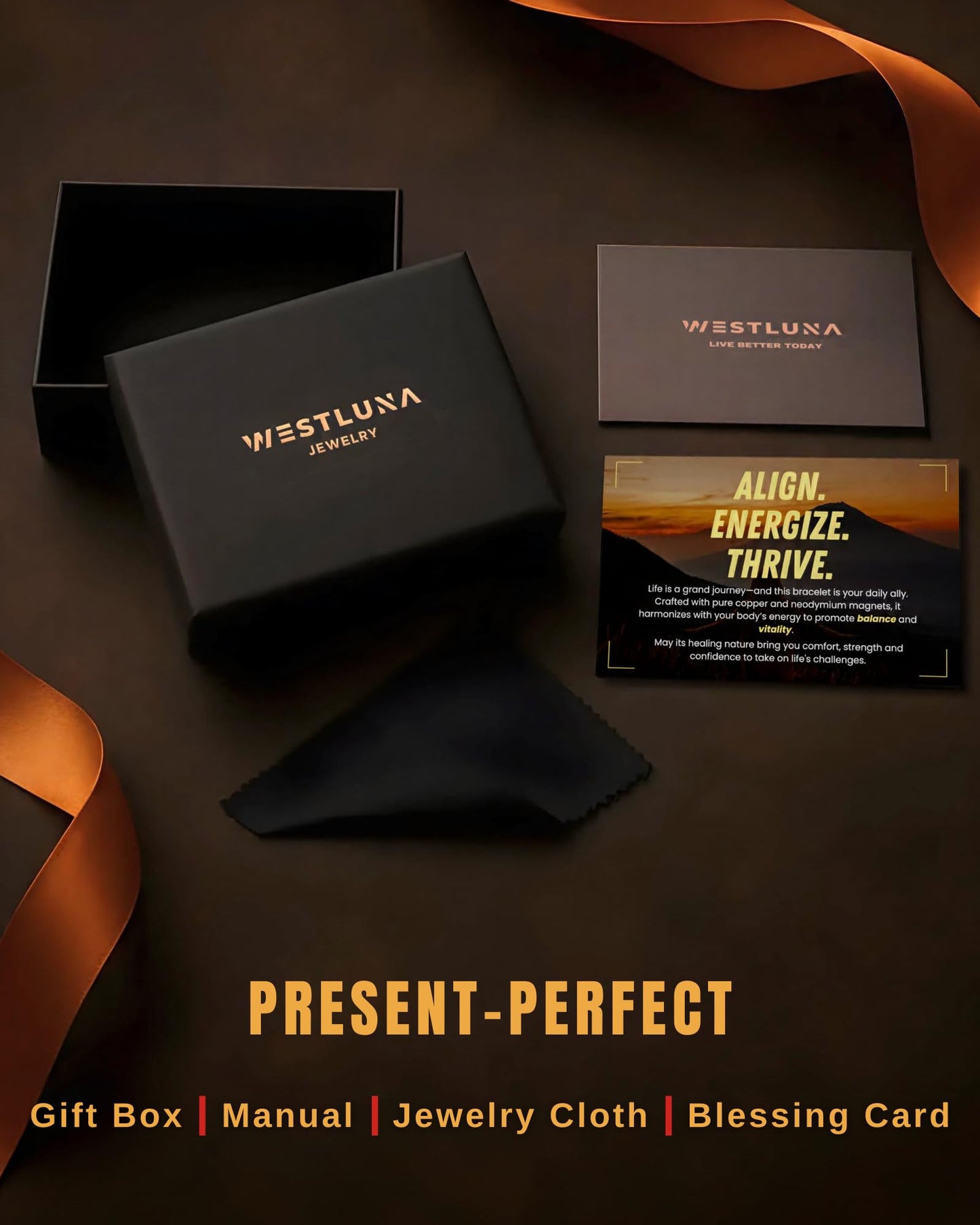 Westluna Magnetic Copper Bracelet for Men Women, 99.99% Pure Copper Bracelet, 8X Ultra Strength 3,800 Gauss Magnets for Lymph Drainage Relief Health Jewelry, Includes Gift Box, Polishing Cloth, Blank Blessing Card (Curb Inlay)