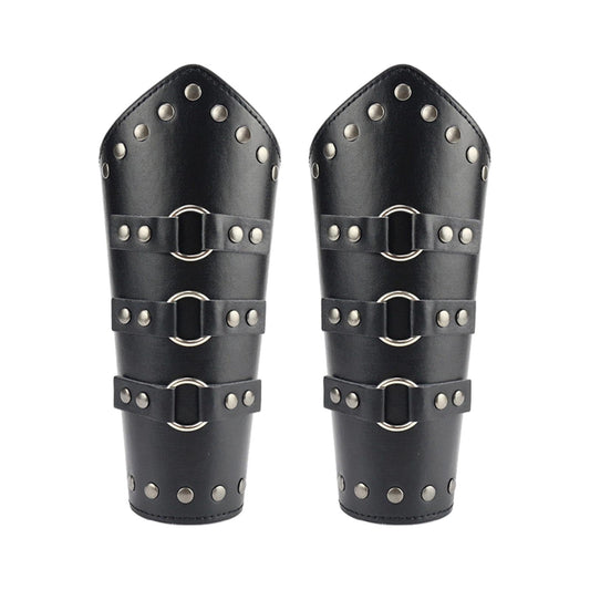 1Pair Adults Faux Leather Arm Guards Bracers Cosplay Leather Arm Gauntlet Wristband Wrist Armor Medieval Belt Leather Buckle Bracers for Men Women(COLOR:black)