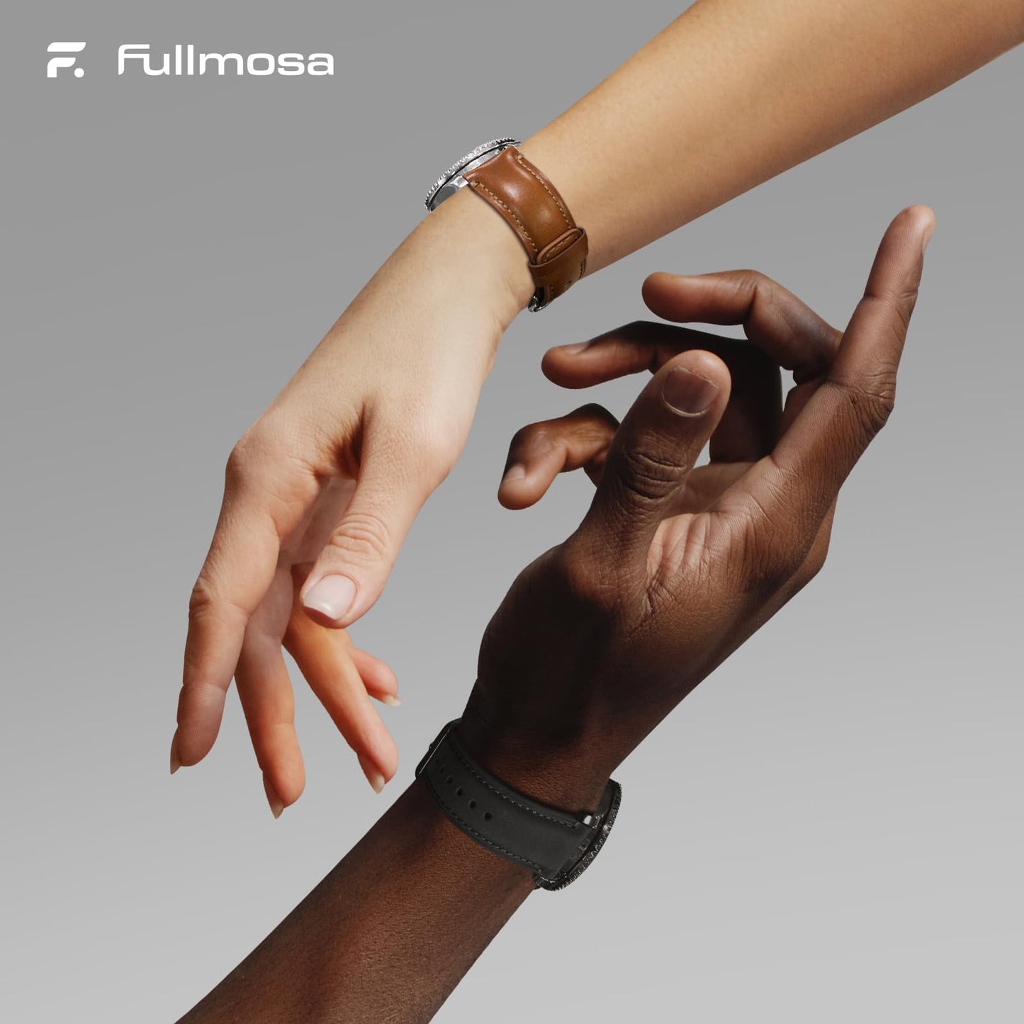 Fullmosa 18mm 20mm 22mm 24mm Leather Watch Bands, 2 Pack Soft Quick Release Watch Strap Compatible with Garmin Vivoactive 5/6/4/3, Venu 4/3S/2S, Samsung Galaxy Fossil Amazfit for Men Women,22mm Toffee Brown&Silver/Black&Black