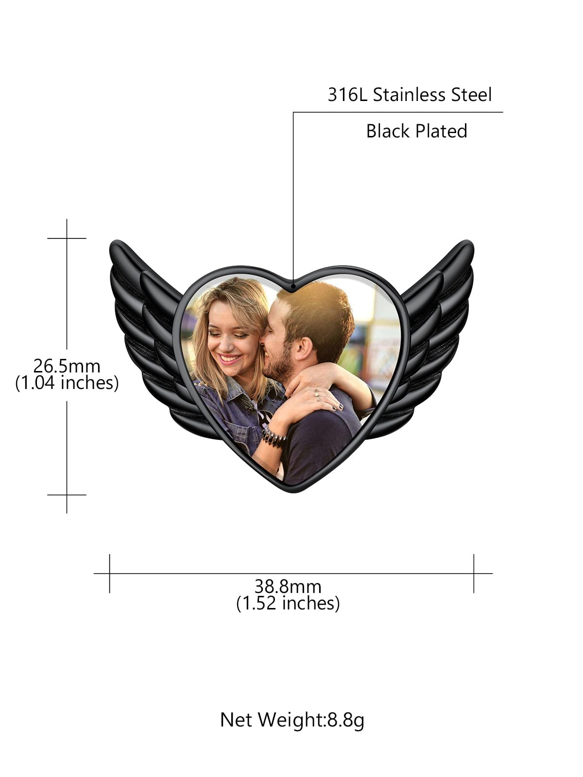 Custom4U Angel Wings Picture Broochs Wedding Bouquet Pin for Bride Name Engraved Memorial Charm for Women Men Father