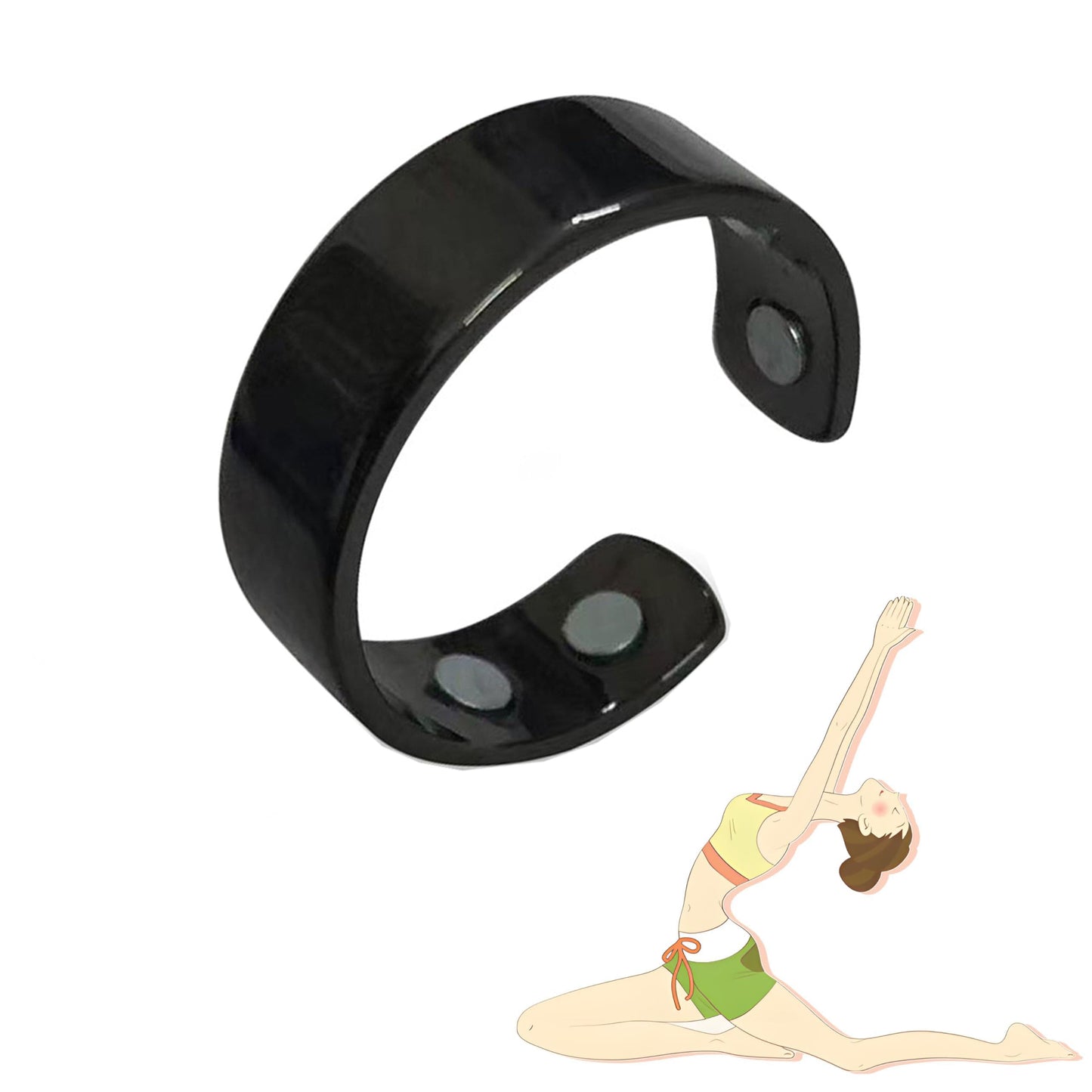 Stainless Steel Auvulis Migraine Rings Magtherapy Lymphatic Drainage Rings Lymph Nodes Acupuncture Therapy Anti Snoring Ring Migraine Relief Health Jewelry for Men and Women（Black）
