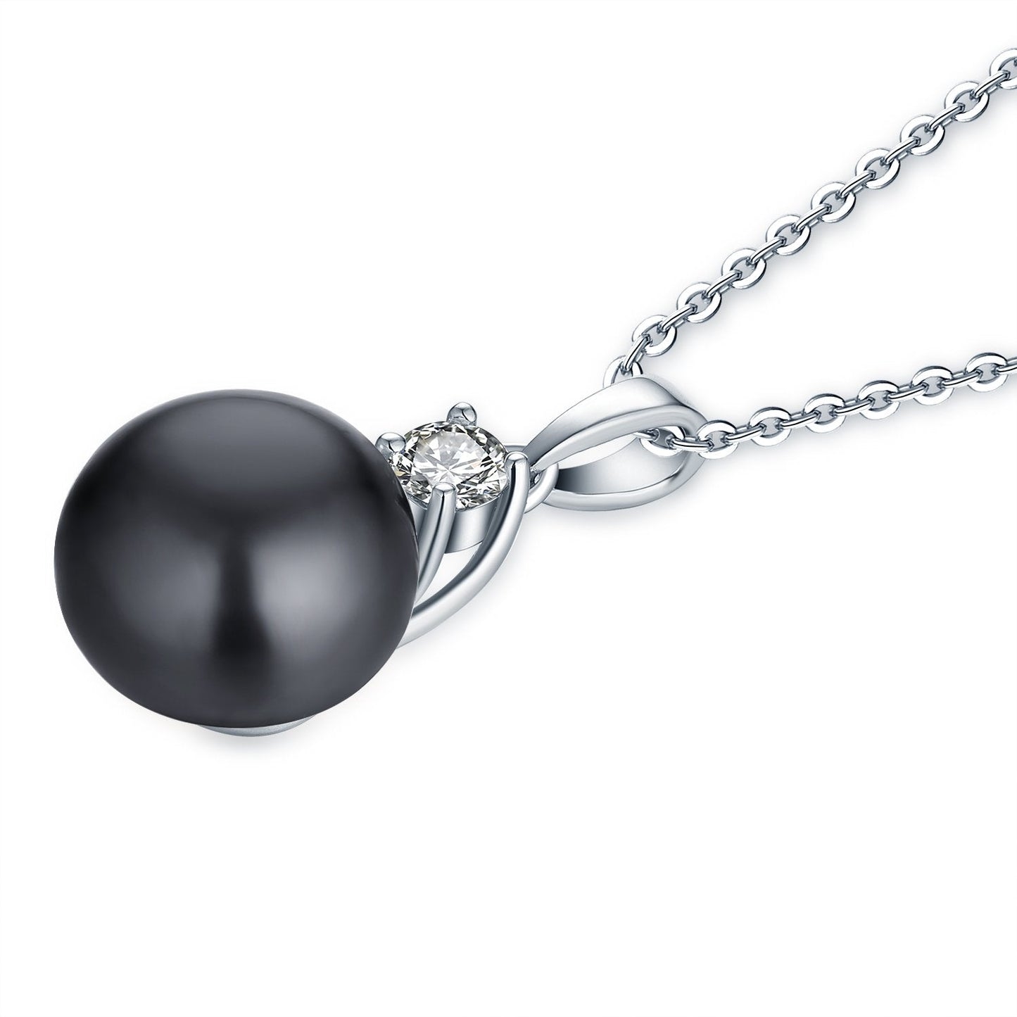 JO WISDOM 925 Sterling Silver Black Freshwater Cultured Pearl Pendant Necklace Jewelry for Women