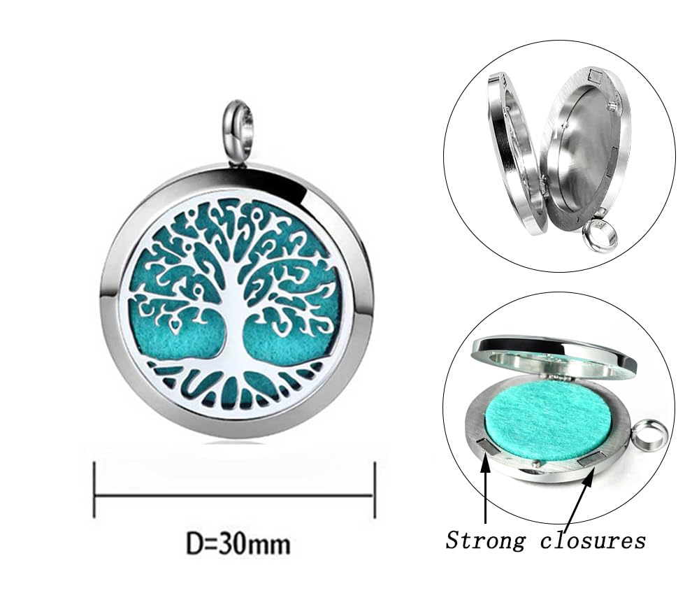 Aromatherapy Essential Oil Diffuser Necklace Stainless Steel lnspirational Locket Pendant(Lotus)