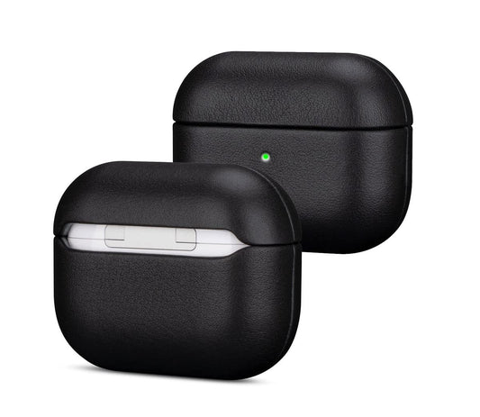 Lopie Handmade Series Cowhide AirPods Pro Case, Full Grain Leather, Shockproof, Dust/Dirt Proof - Black