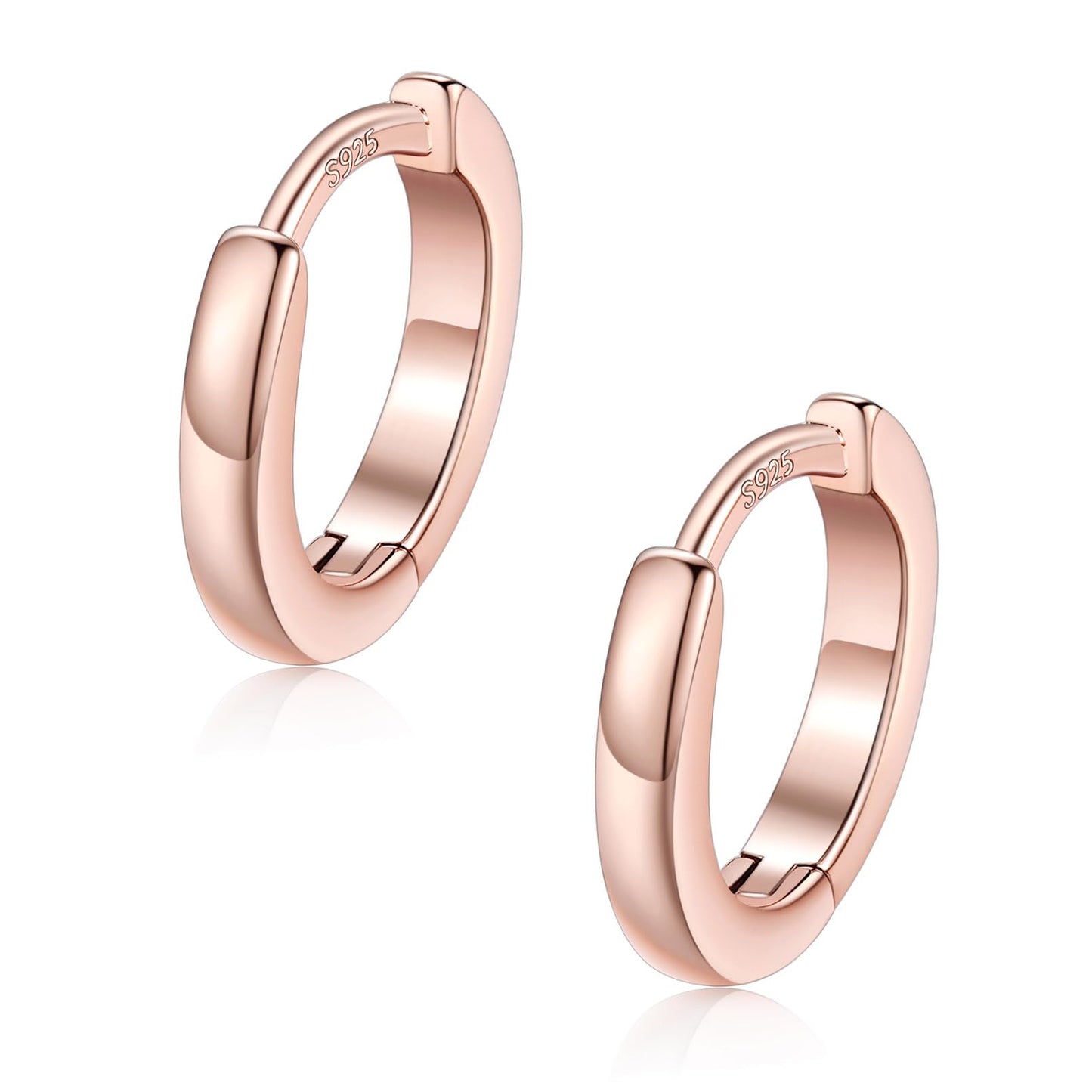 FaithHeart Hoop Earrings for Women, Rose Gold Hypoallergenic Huggie Hoop Earrings, Small Cartilage Earrings for Women 8mm, Send Gift Box