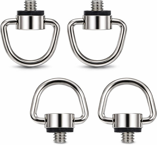 Qulkws 4pcs Holder,1/4"-20 Stainless Steel D Ring Screw, Camera D Ring Screws Hinged Thread, Fixing Screw Camera