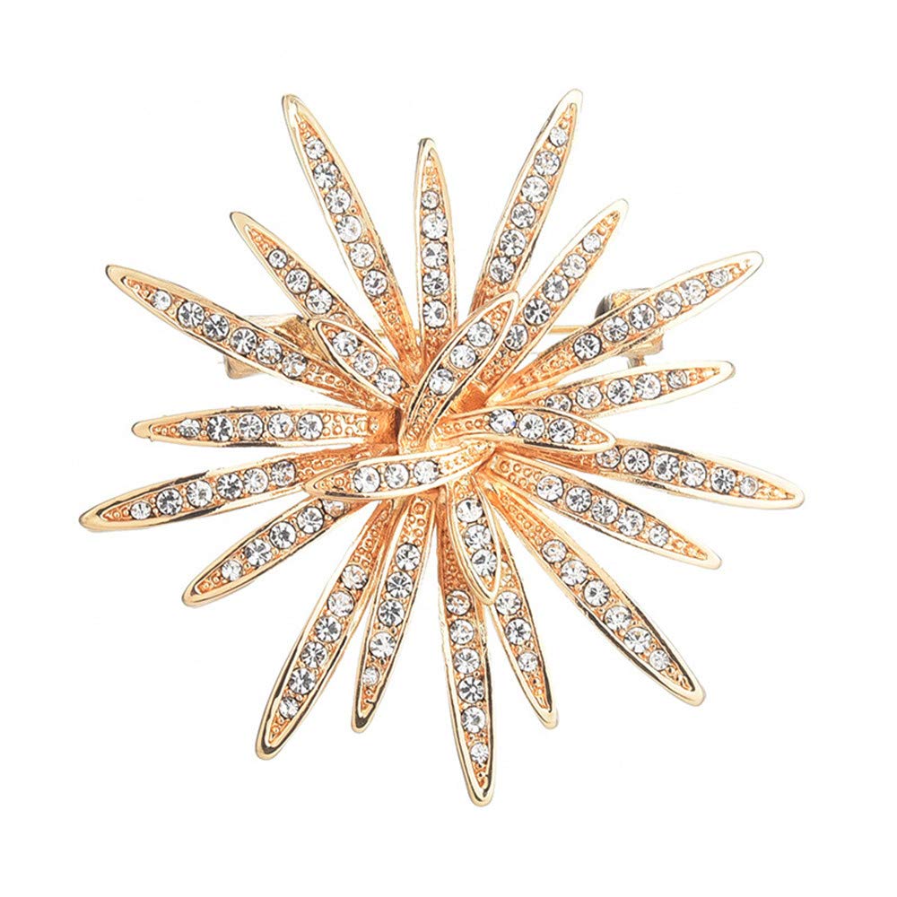 GYAYU Sun Flower Brooch Jewelry For Women，Gold Tone Austria Rhinestone Crystal Brooch Pins Jewelry