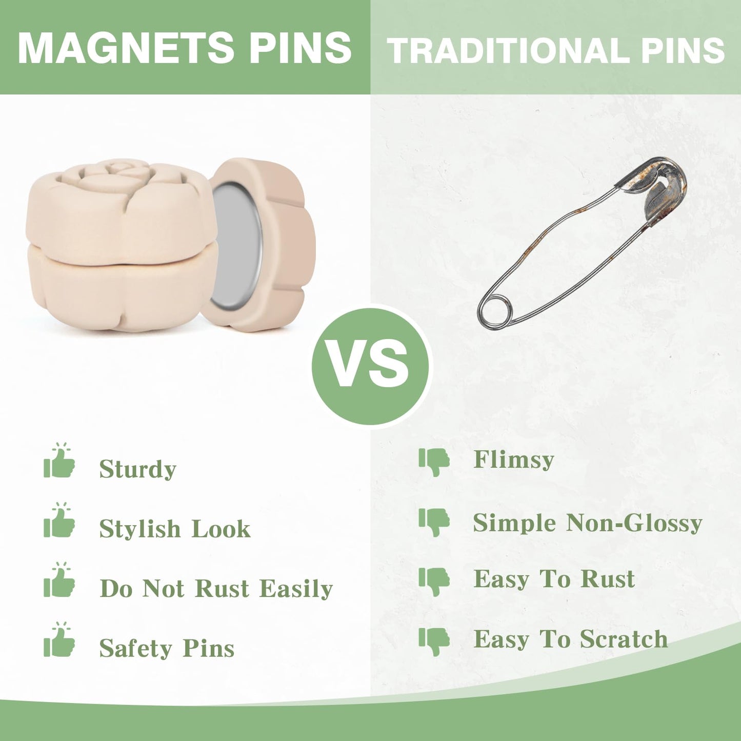 12 Pairs Hijab Magnets Strong Hijab Pins for Women Pinless Magnetic Clothing Clips for Scarf Veil Shirts Dress Muslim Islamic Gifts for Women - Rose