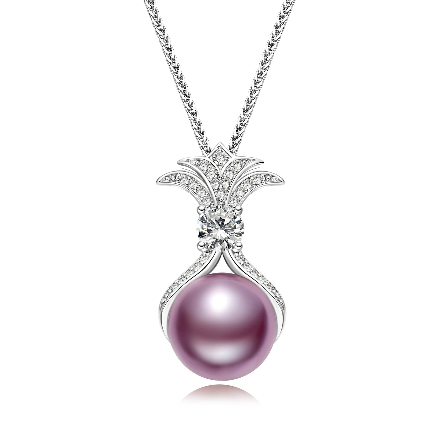 Pearl Necklaces for Women, Anniversary Birthday Gifts for Wife, Mom, Dauhter, Girlfriend, Grandma (Purple 11-12mm)