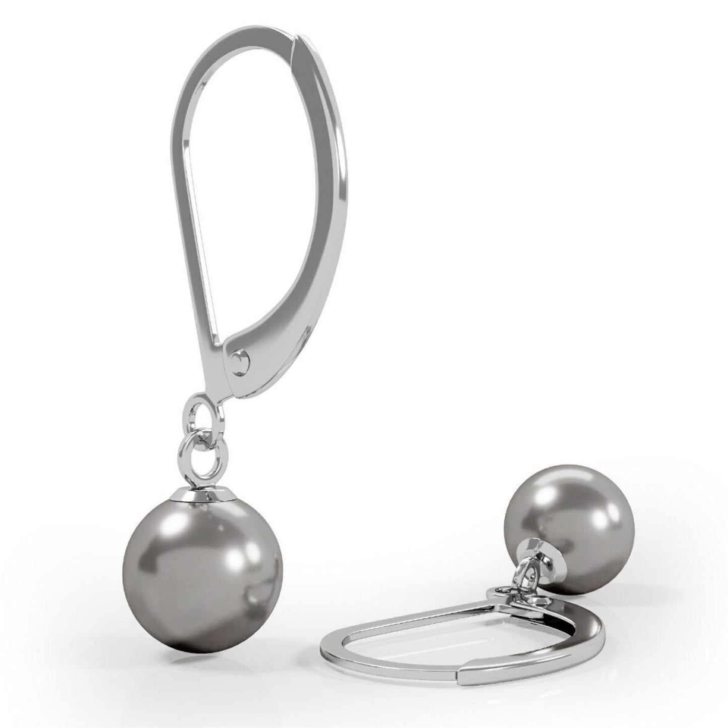 Lova Jewelry Pearl Drop Earrings Leverback Hoop Earrings for Women (Susteined Grey)