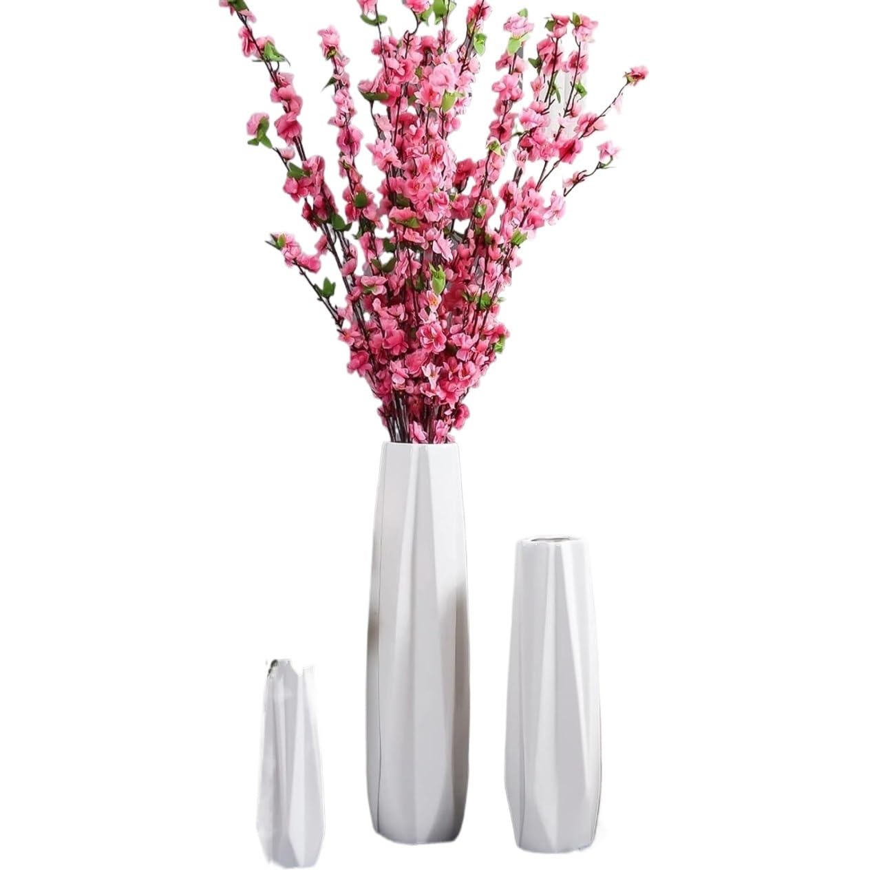 Floor Vase Ceramic Vase,Decorative Large,Floor,Large Floor Vase,White Ceramic Vase,Handcrafted,Sophisticated Vessel for Decorative Branches and Dried Flower,WHI,White-61cm