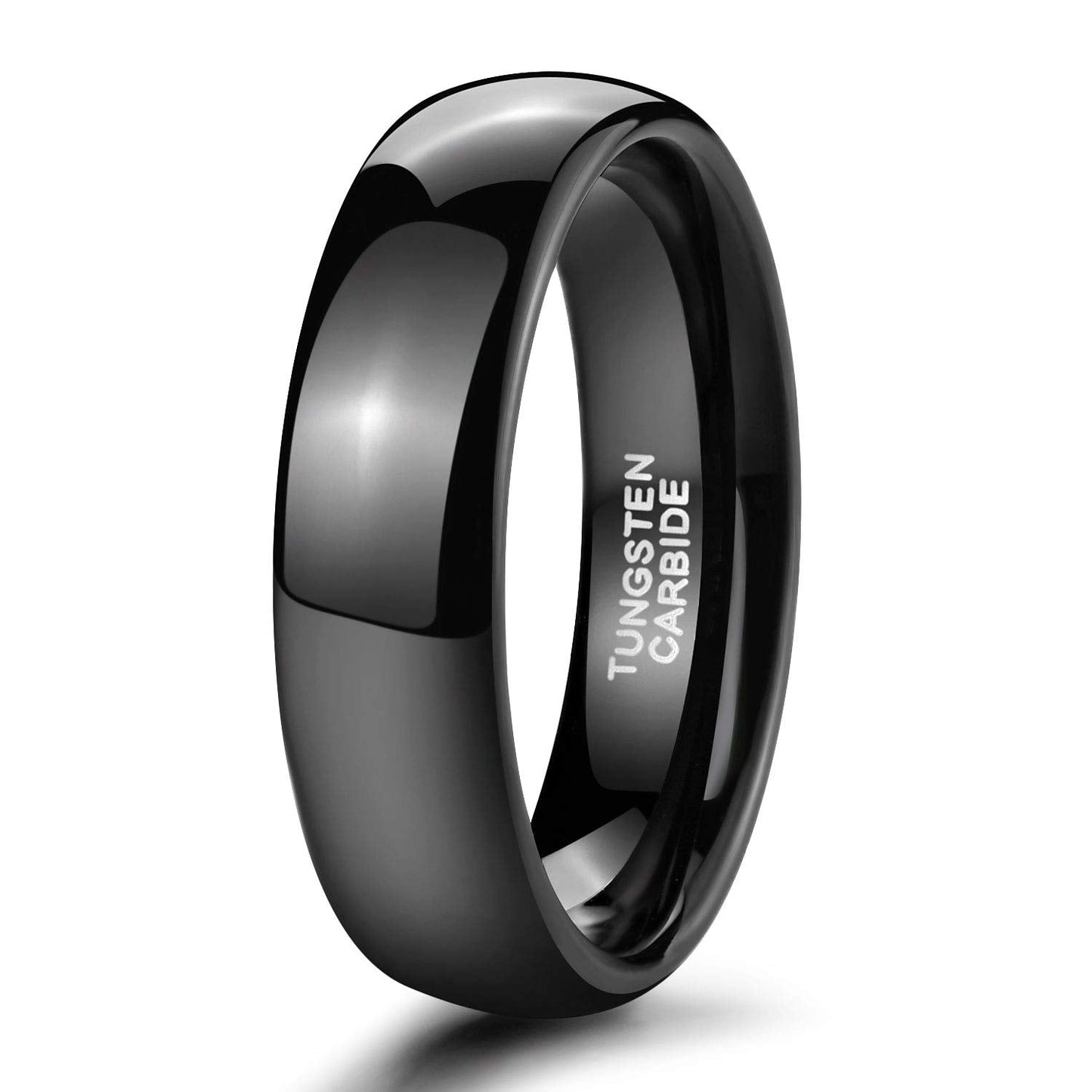 TRUMIUM 6mm Black Tungsten Ring for Men Women High Polished Comfort Fit Wedding Band Size 9