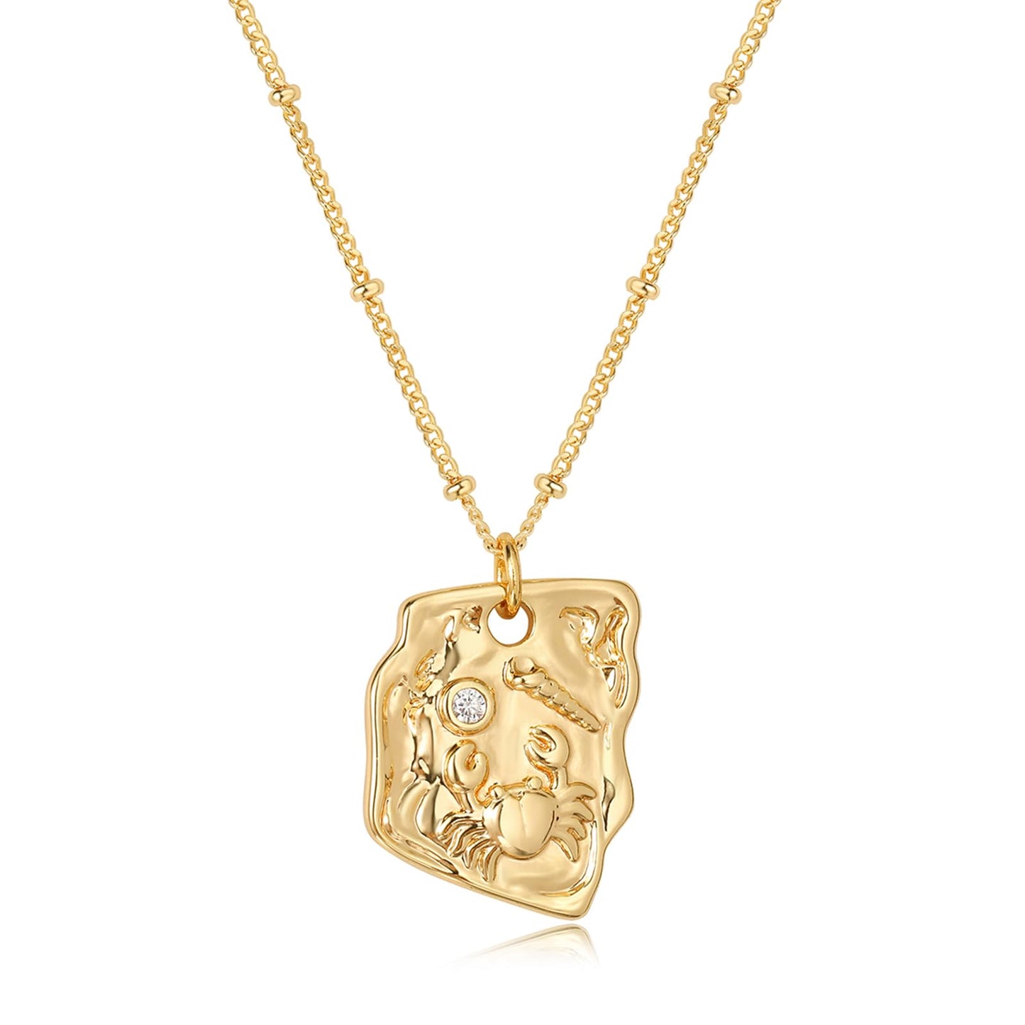 MEVECCO Dainty Gold Crab Pendent Necklace for Women 18K Gold Plated Beach Cute Crab Necklace Boho Handmade Ocean jewelry