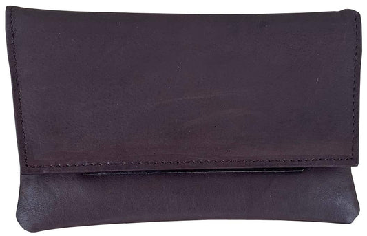EA Carey Brown Leather Full Size Snap Tobacco Pouch Holds 1.5 oz Pipe Tobacco