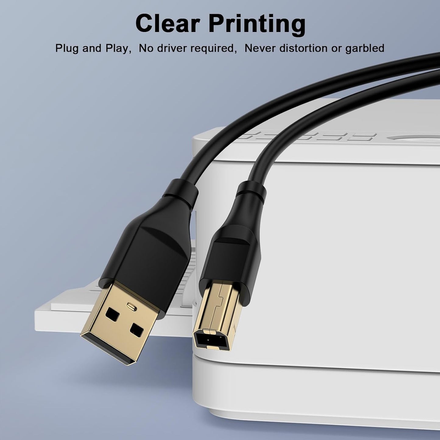 REPIND 10 2.0 USB Printer Cable Feet USB A to B Printer Cable USB B Cable High Speed Scanner Printer Cord for HP