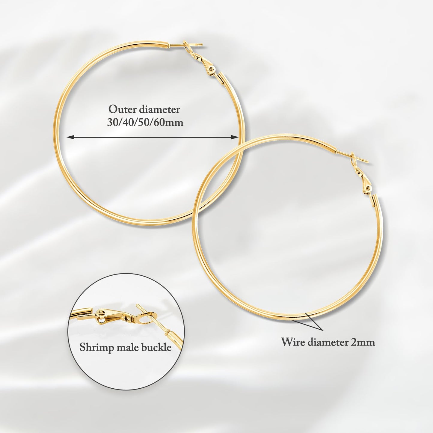 PICKBEAU Gold Dangle Hoop Earrings for Women, 14K Gold Plated Stainless Steel Earrings Drop Hypoallergenic Hoops Earrings(30mm)