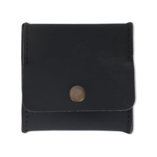 CestAntiQ Genuine Leather Squeeze Coin Pouch Moon Pocket Coin Case Handmade Vintage Leather Change Holder Purse Wallet for Men & Women Small Minimalist Coin Purse Leather Coin Wallet (Black)