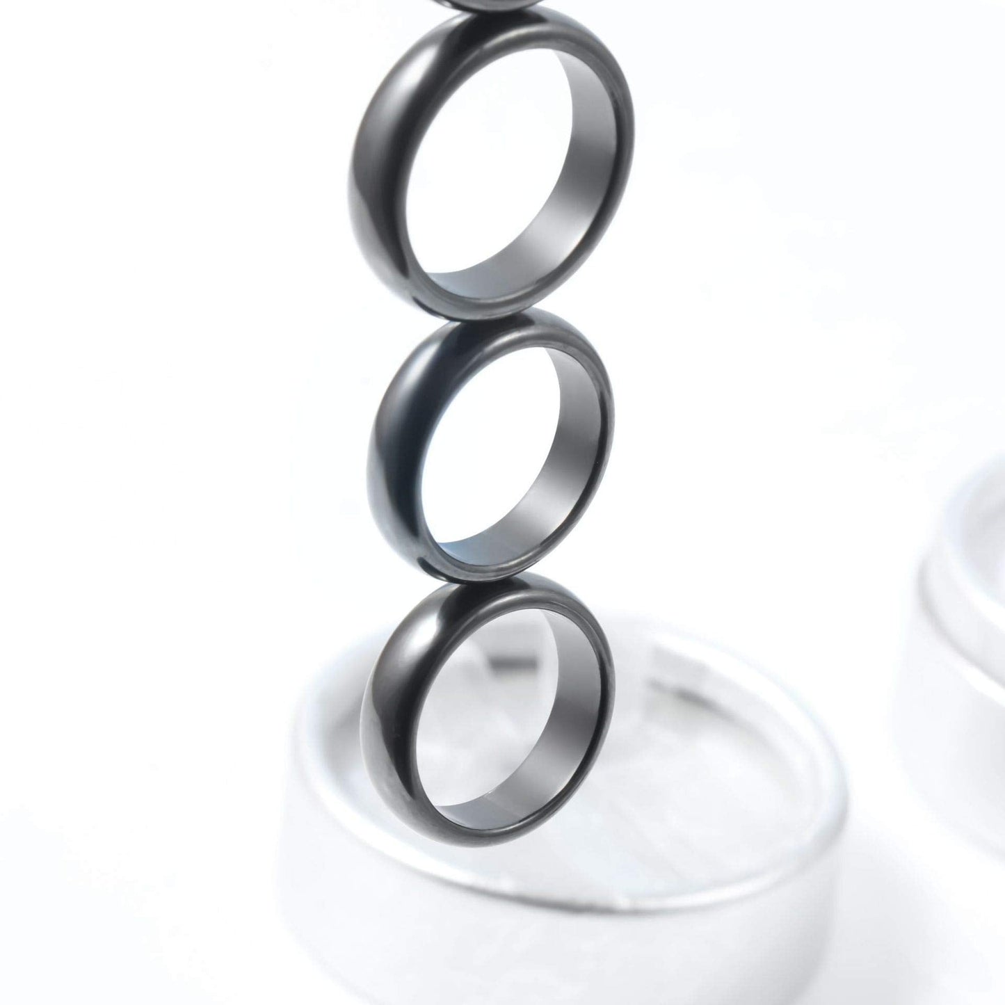 COLORFUL BLING 2Pcs Black Hematite Stone Rings Necklace Set Anxiety Absorb Negative Energy Balance Chakra Healing Jewelry for Women Men(6MM)-11