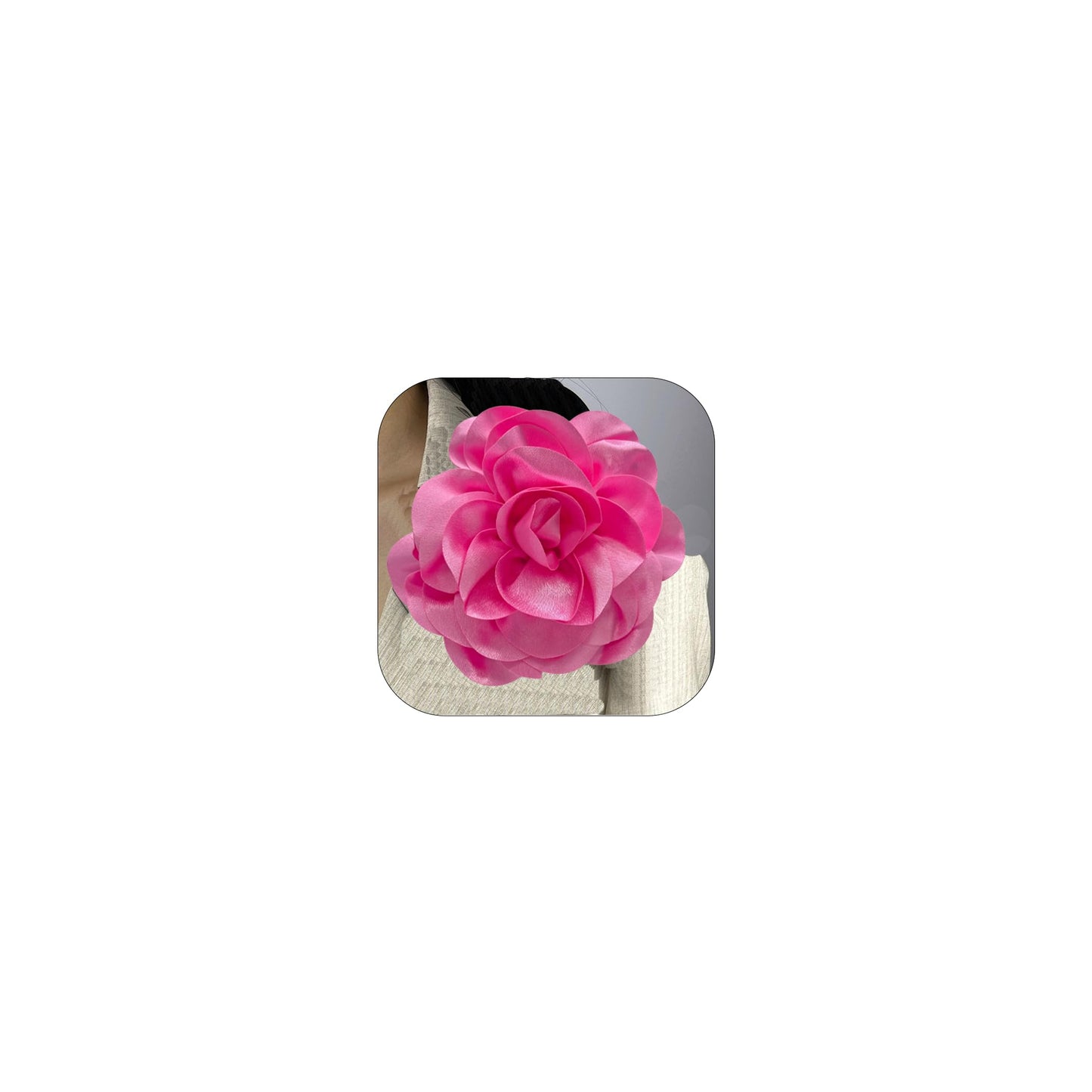 ZZ ZINFANDEL 19mm Extra Large Rose Flower Brooches Lapel Pins Dainty Satin Fabric Brooches Big Camellia Flower Brooch Pin for Women Wedding Part Dance Clothes Accessories Jewelry Gifts (pink)