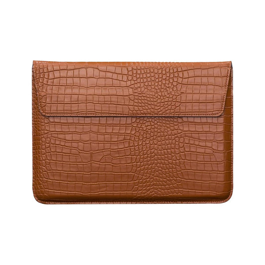 Seanai Protective Slim Portable Laptop Sleeve 13-13.6 Inch Crocodile PU Leather Case for MacBook Neo 13 A18 Pro A3404 Air 13 Pro 13 M5 A3449 M4 A3240 M3 M2 M1, for HP Dell Microsoft Notebook, Brown