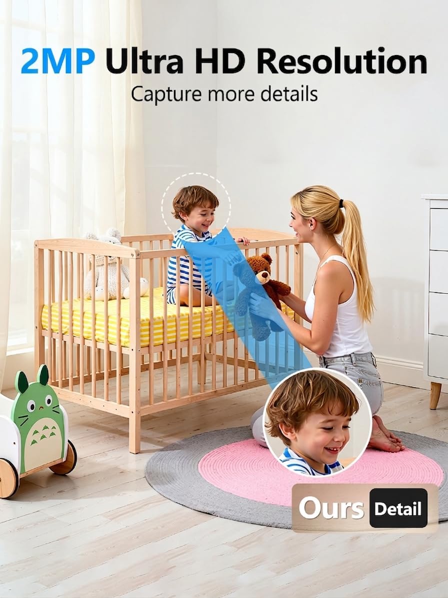YYSY 2K 2.4/5GHz 360 Indoor Security Camera for Home Security, Dual-Band WiFi Baby Monitor with Phone App, PTZ Dog