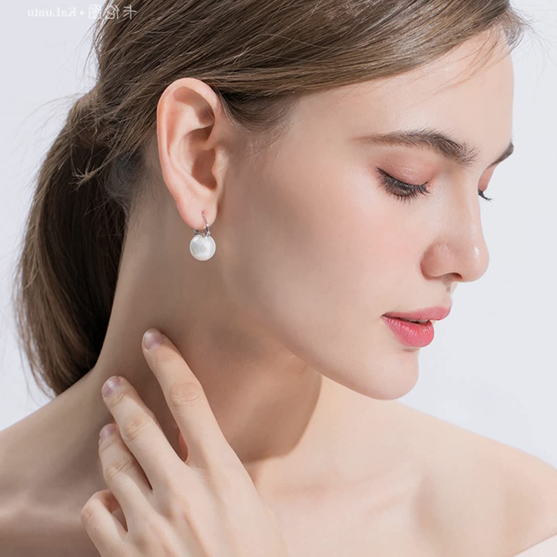 Kesaplan Pearl Earrings for Women Girls 14K Gold Plated Hypoallergenic Pearl Earrings 5A Cubic Zirconia Dangle Earrings Elegant Jewelry for Gifts