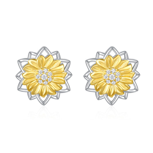 oGoodsunj Sunflower Necklace Jewelry Set fo Women Sterling Silver Anklet Bracelet Earrings You Are My Sunshine Pendant Gifts for Mom Daughter Wife (Stud Earring)