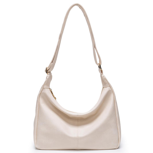 YDF Purses for Women Slouchy Shoulder Bag Hobo Bag Soft Vegan Leather Adjustable Wide Strap Crossbody Tote Multi Pocket Handbags (Beige)