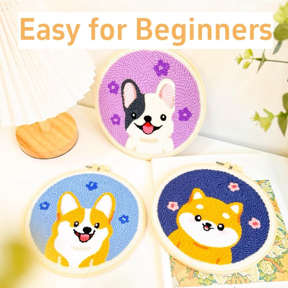 DIY Punch Needle Kits Cute Highland Cow in Sunflowers Easy for Beginners Punch Needle Embroidery Set for Craft Lovers with Printed Pattern and Hoop for Home Decor 20x20cm-11