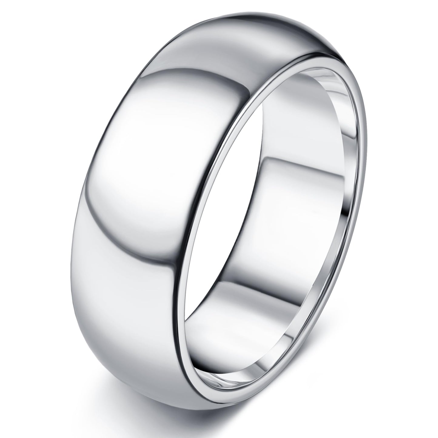 Florideco 8mm Stainless Steel Ring Wedding Bands for Women Mens Ring Wedding Band Plain Dome High Polished Size 6