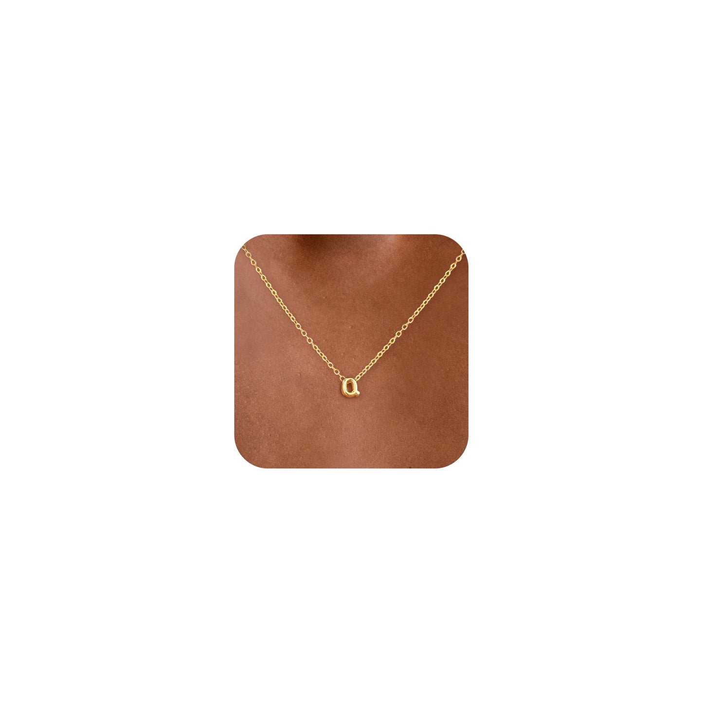 CUEZIY 14K Gold Plated Bubble Letter Necklace Initial Necklaces for Women Dainty Personalized Charm Pendant Name Necklace Cute Non Tarnish Fashion Accessories Teen Gift Trendy Stuff Jewelry Gifts