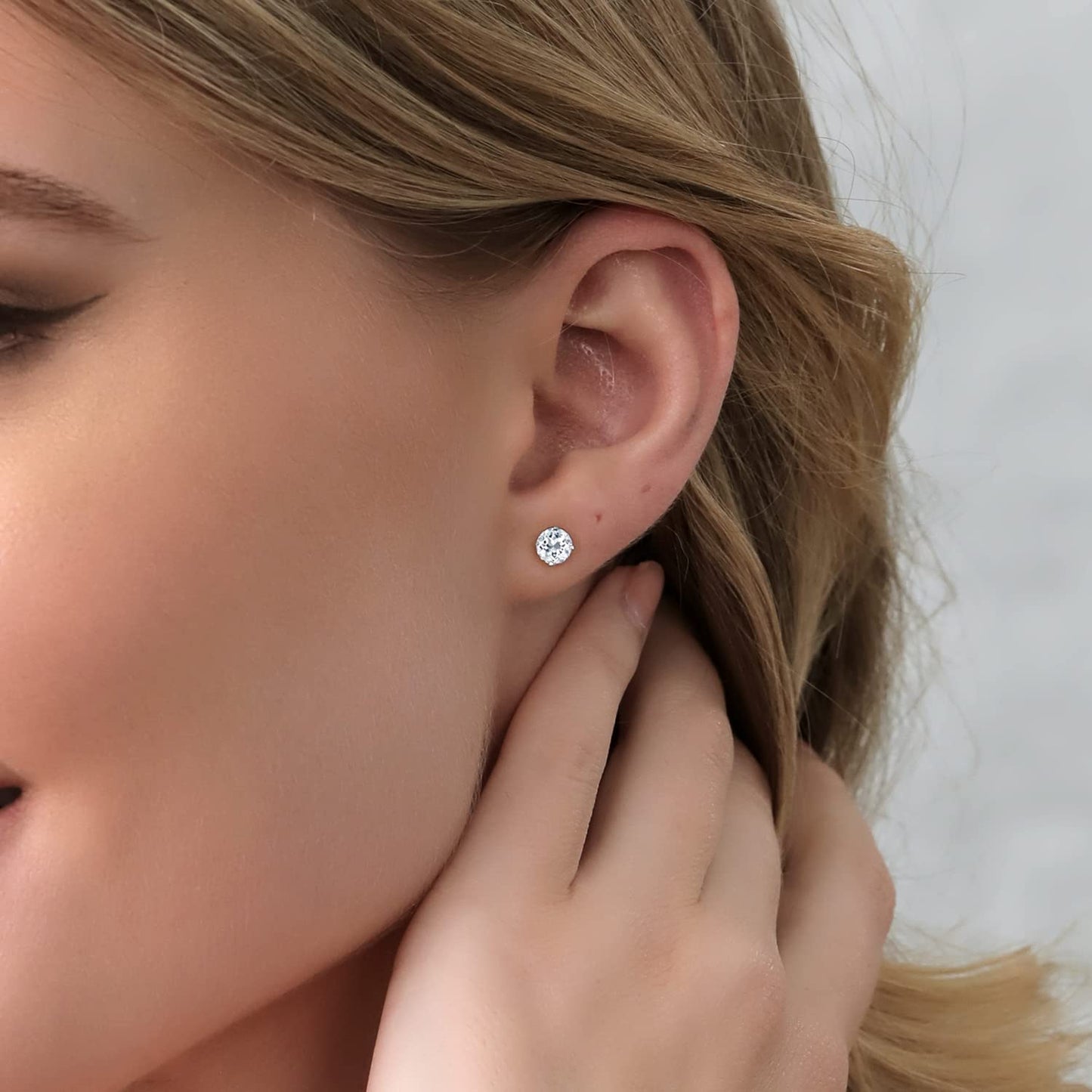 Gem Stone King 2-4 Cttw Round Gemstone Birthstone Stud Earrings For Women Men | 925 Sterling Silver | Round 7MM | Fine Jewelry Gifts for Women Her Mom Wife Men | White Topaz-November