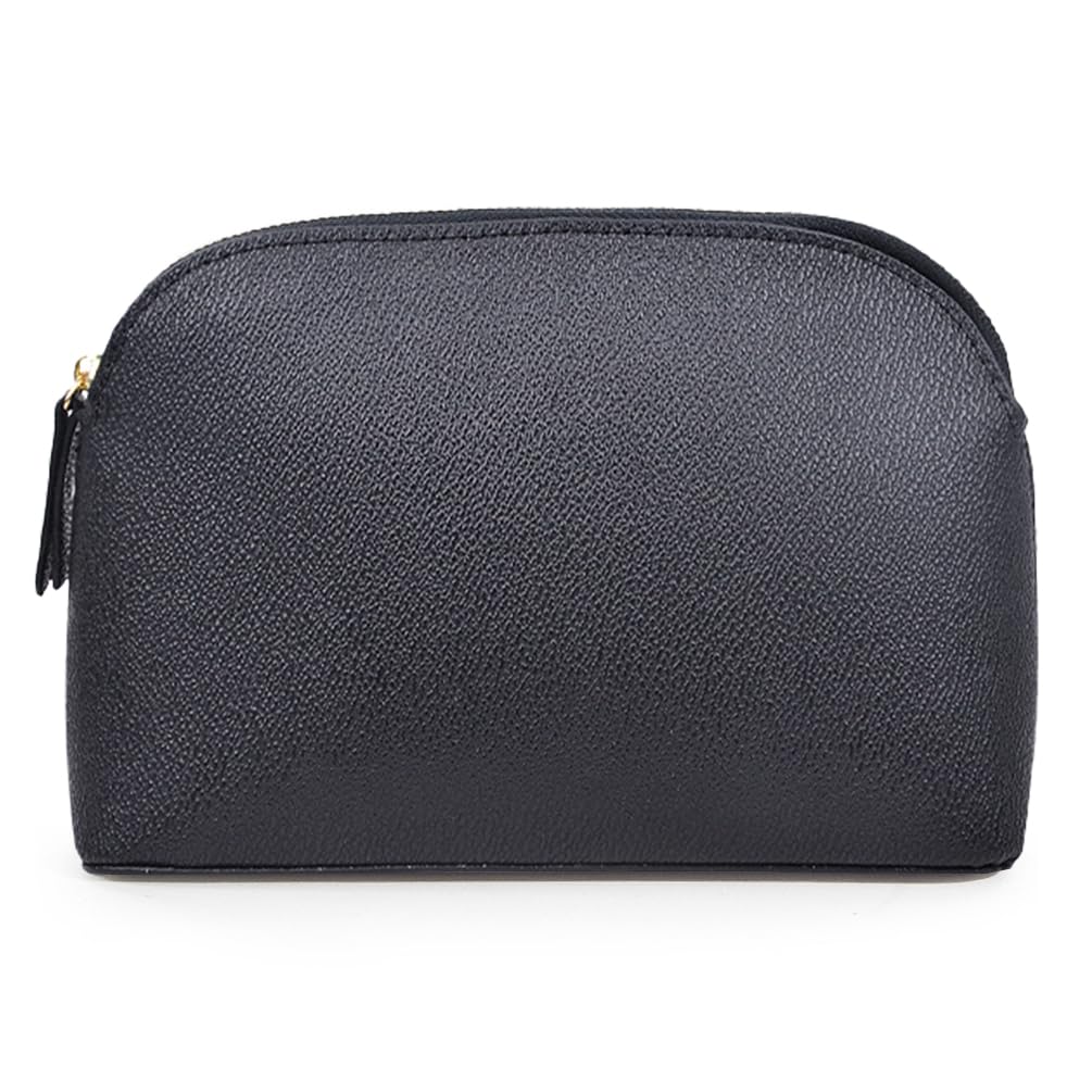 kamumanni Makeup Pouch for Purse, Waterproof Cosmetic Organizer Bag Pu Leather Travel Pouch (Black)
