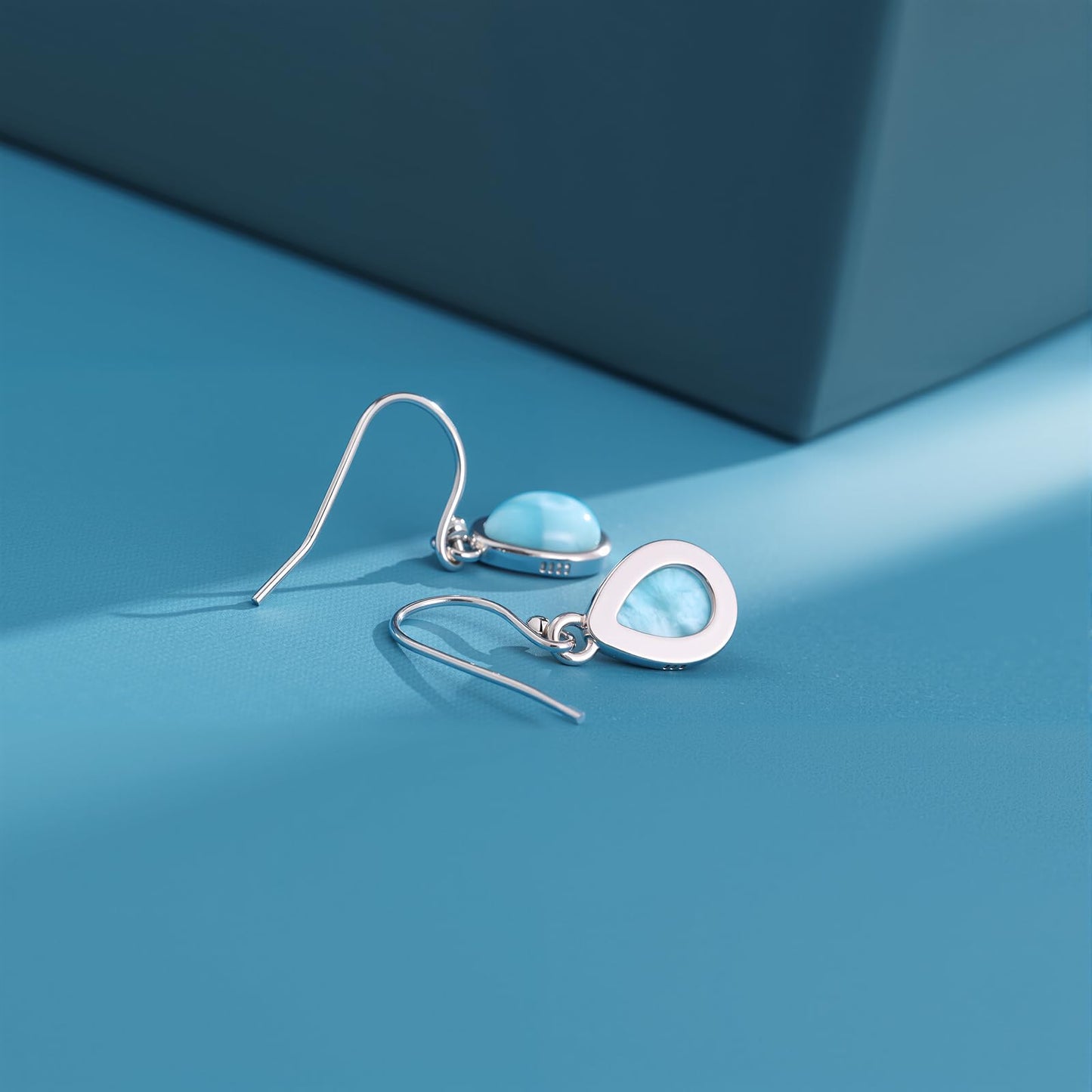 Larimar Dangle Earrings,925 Sterling Sliver Larimar Drop Dangle Earrings for Women