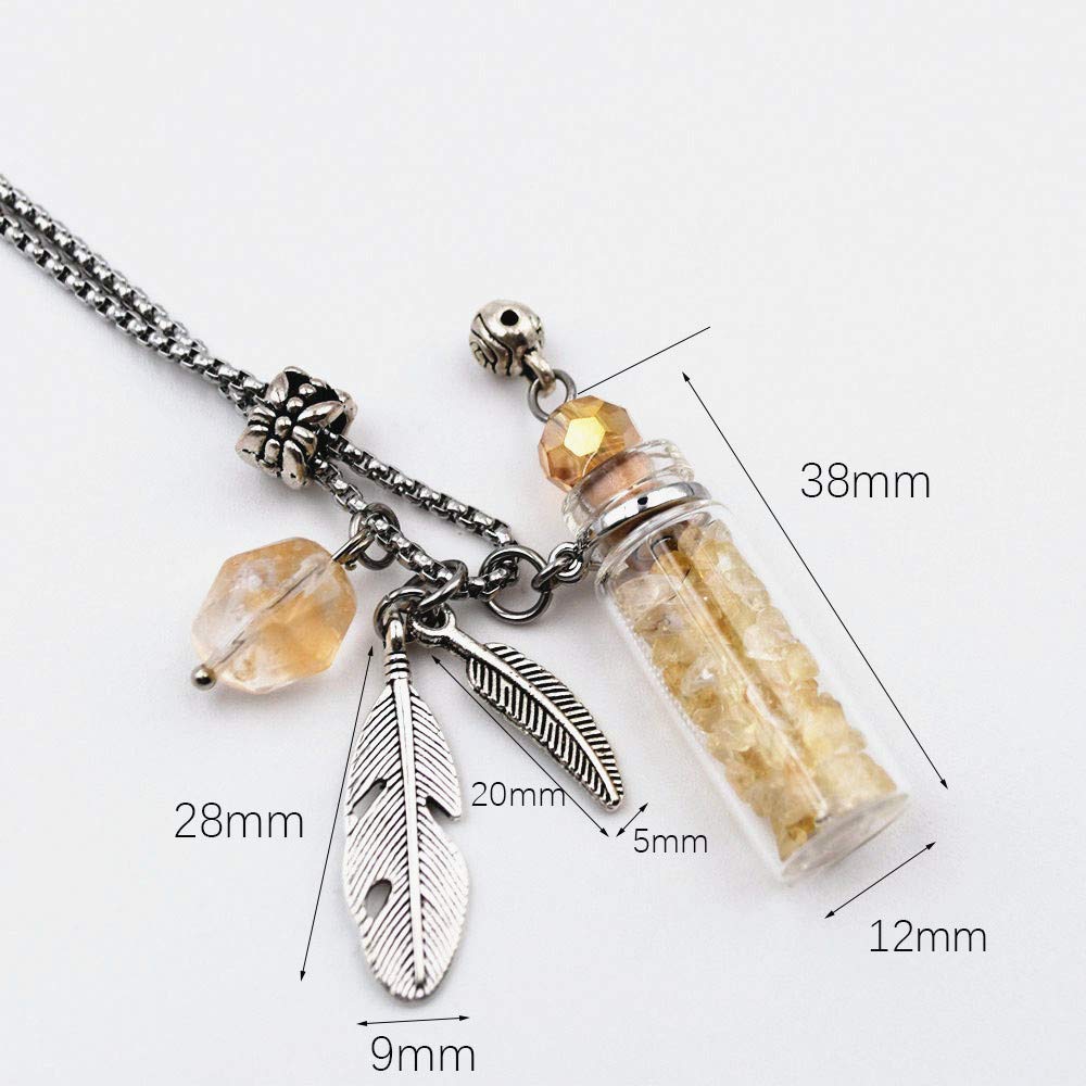 CoolDIY Aromatherapy Essential Oil Diffuser Necklace Locket Pendant Stainless Steel Perfume Crystal stone Glass vial Necklace (Royal blue)