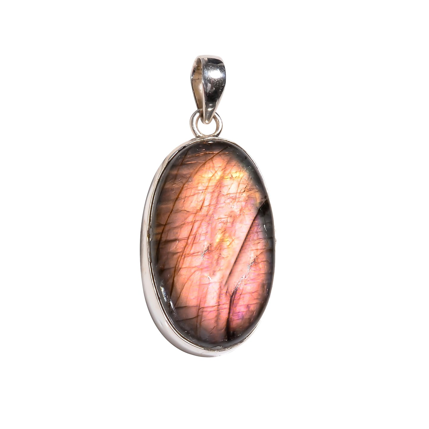 SIVARA Labradorite Pendant Necklace – Handmade Oval Crystal Pendant in 925 Sterling Silver – Healing Gemstone Jewelry Gift for Women – February Birthstone - Boho Spiritual Necklace